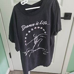 Black Graphic "Dance Is Life" T-Shirt Size Womens Medium